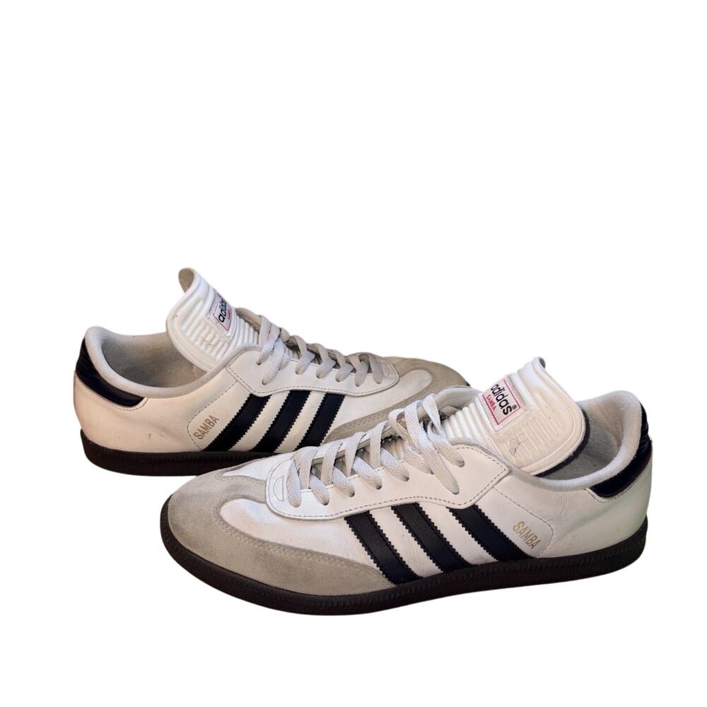 Adidas Samba Classic Leather White Black Shoes Soccer Mens Size 9.5 Used